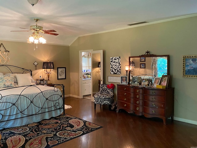 400 Neill Rd, Helena, AR 72342 - bedroom featuring dark hardwood / wood-style floors, ceiling fan, and ornamental molding