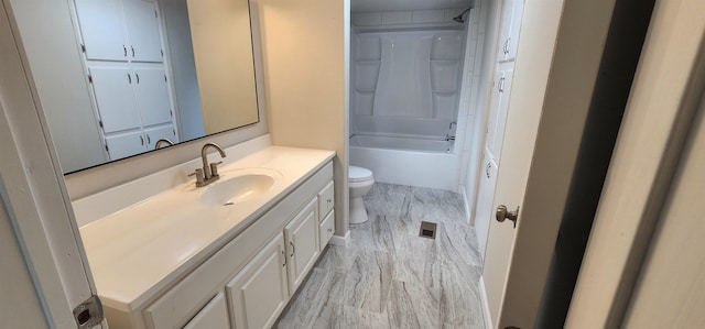 full bathroom with vanity, toilet, and shower / bathing tub combination