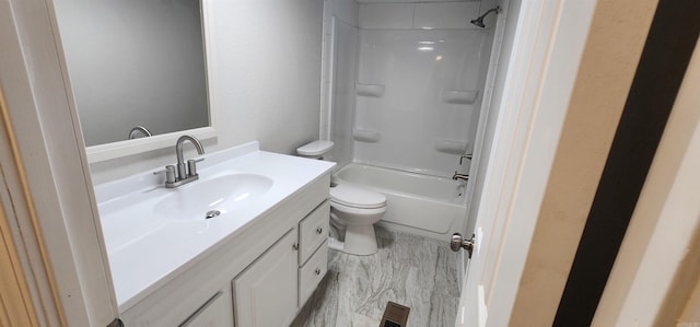 full bathroom with vanity, toilet, and shower / bath combination