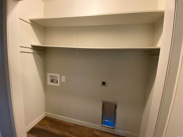 laundry room featuring dark hardwood / wood-style flooring, hookup for a washing machine, and electric dryer hookup