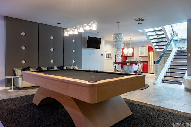 recreation room with billiards