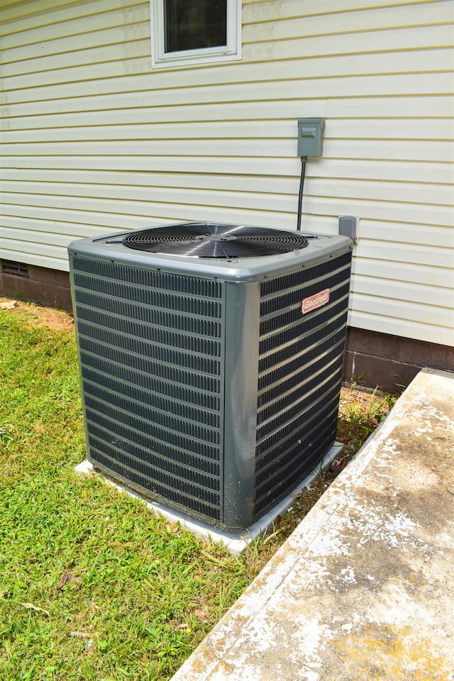 details with wood walls and central AC unit