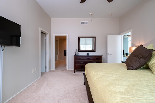 300 Third Unit 708, Little Rock, AR 72201 - bedroom with light colored carpet, a ceiling fan, and baseboards