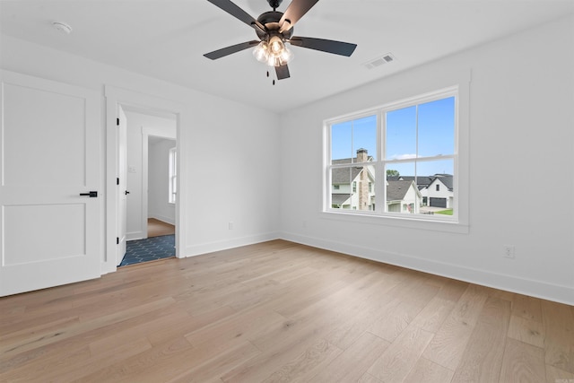 interior space featuring light hardwood / wood-style flooring and ceiling fan