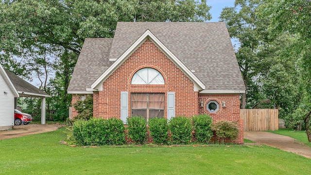 view of front of house featuring a front lawn