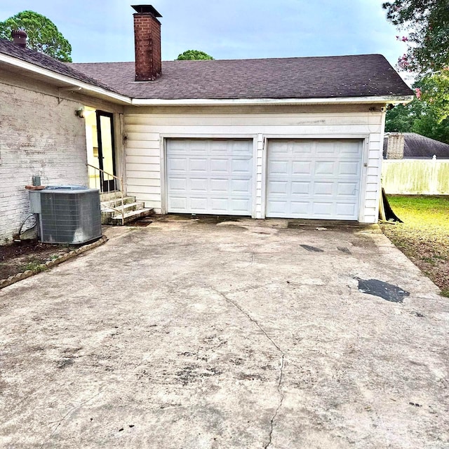 garage with central air condition unit