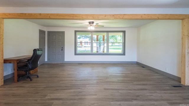 unfurnished office featuring hardwood / wood-style floors