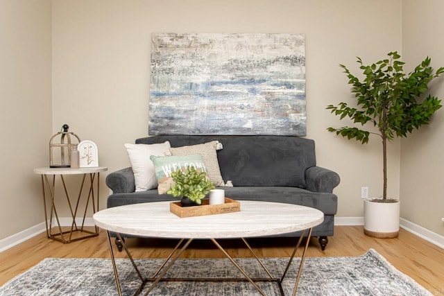 living area featuring light wood-type flooring