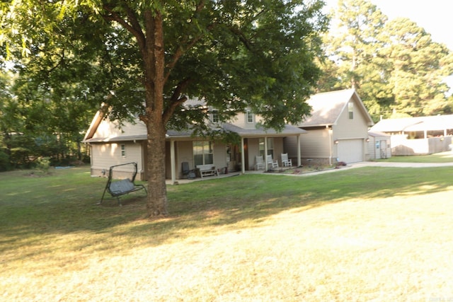 view of yard with a garage