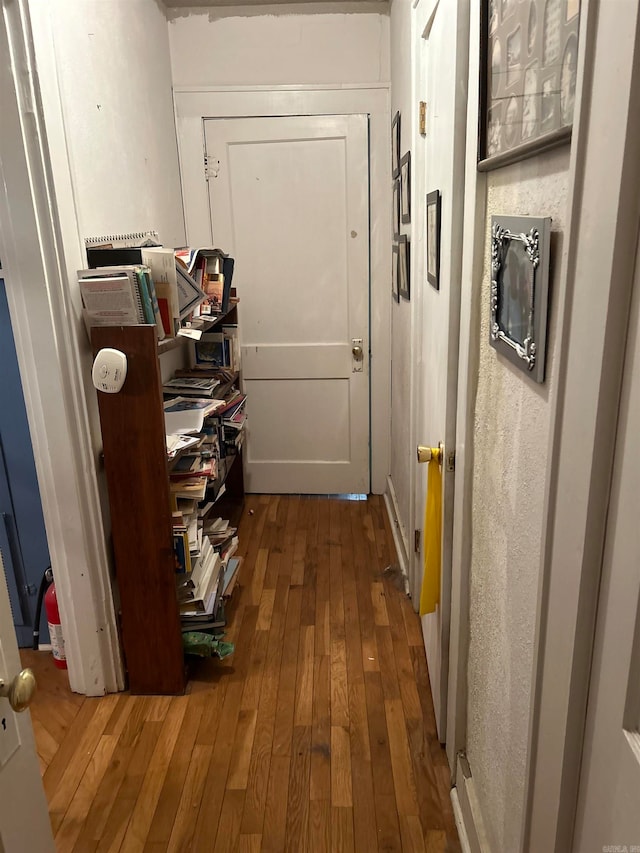 hallway with wood-type flooring