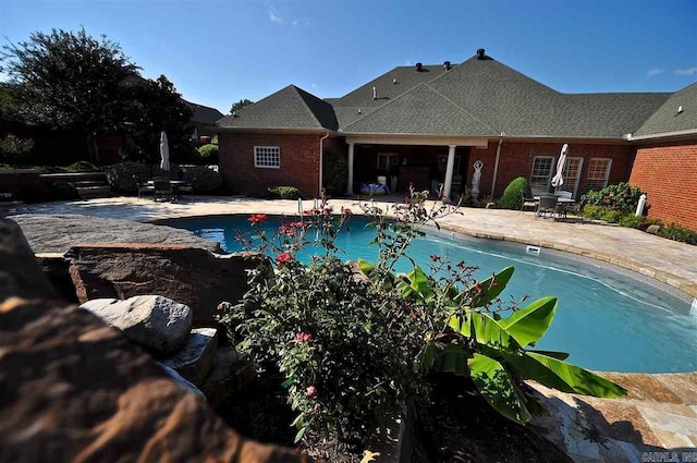 view of swimming pool featuring a patio