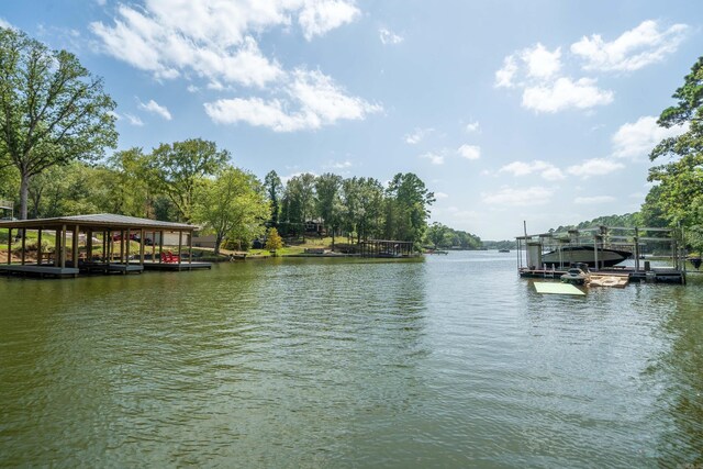 view of dock featuring a water view