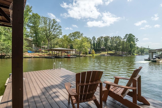 dock area featuring a water view