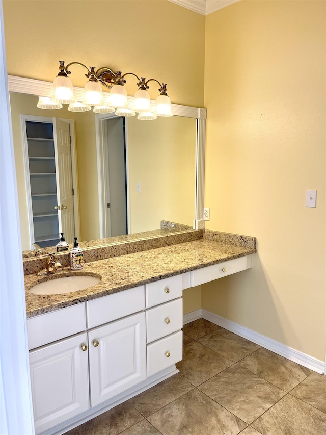 bathroom with vanity and tile patterned floors