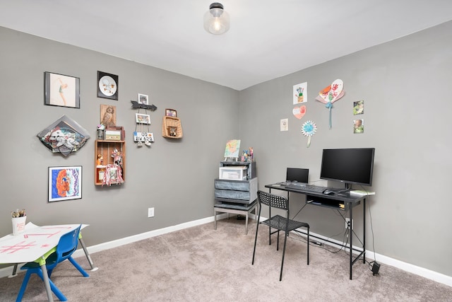 view of carpeted office space