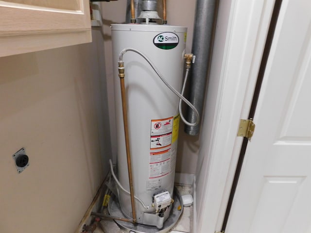 utility room with water heater