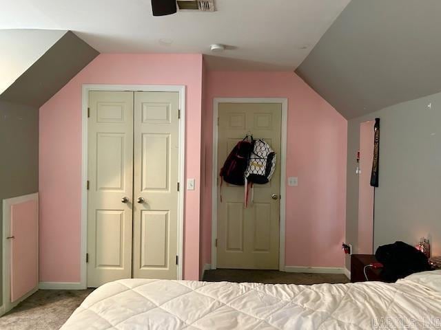 1334 Sutterfield Rd, Fox, AR 72051 - bedroom featuring lofted ceiling, a closet, light colored carpet, baseboards, and ceiling fan