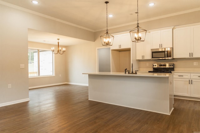 9 Jeremiah Cv, Heber Springs, AR 72543 - kitchen with stainless steel appliances, white cabinetry, pendant lighting, and a center island with sink