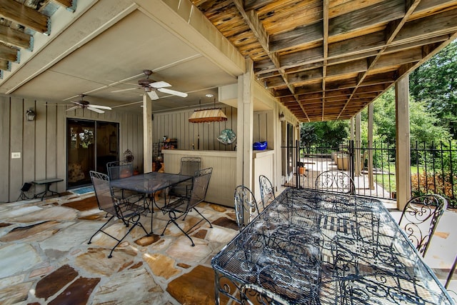 view of patio with ceiling fan