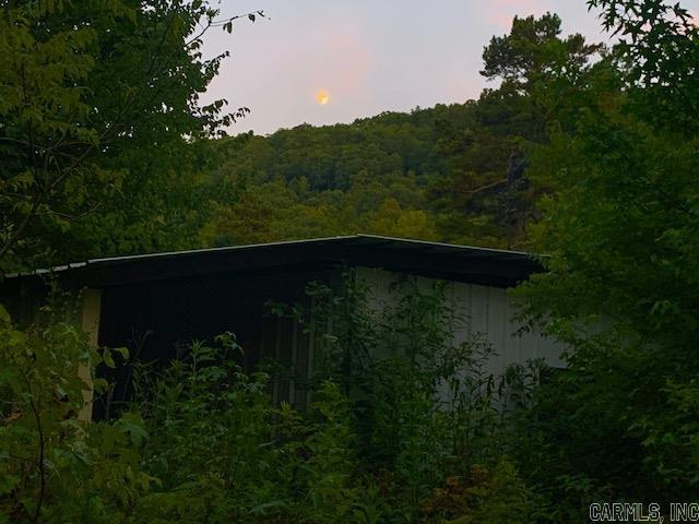 exterior space with a wooded view