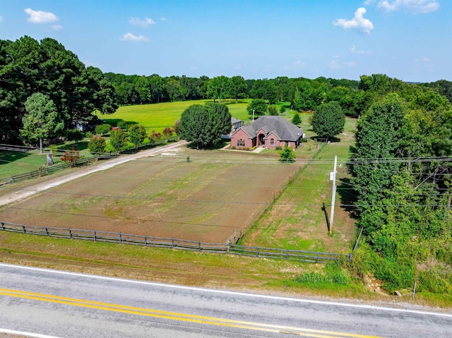 aerial view featuring a rural view