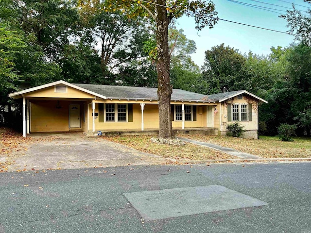 ranch-style house featuring a carport