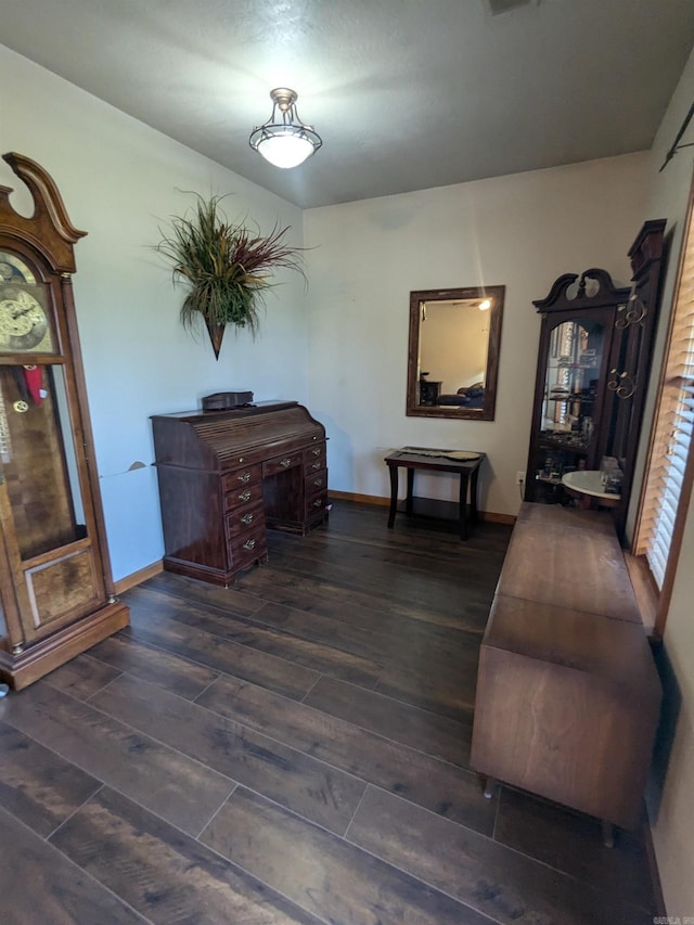 sitting room featuring dark wood-type flooring