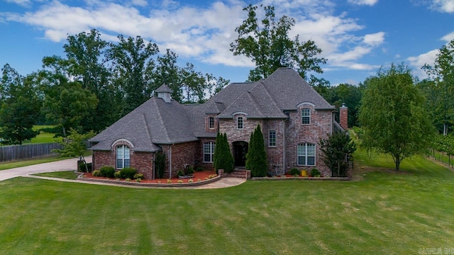 french country home featuring a front yard