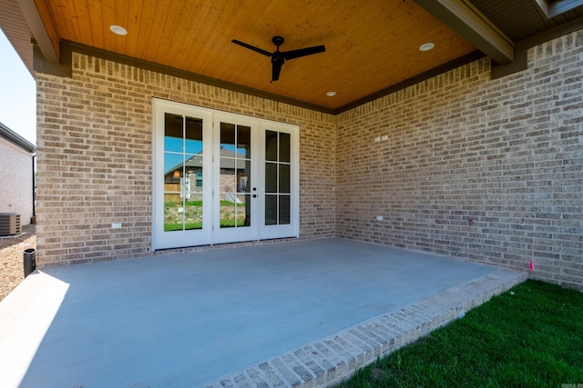 view of patio / terrace featuring french doors and ceiling fan