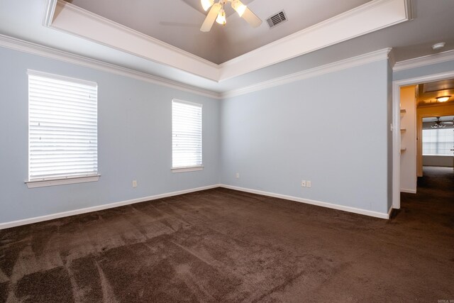 bedroom featuring dark colored carpet and ceiling fan