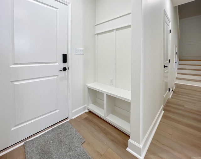 mudroom with light wood-type flooring