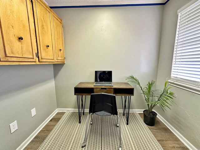 office space featuring hardwood / wood-style floors