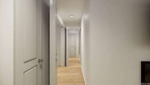 corridor featuring light wood-type flooring