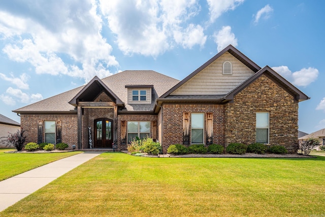 craftsman-style home with a front lawn