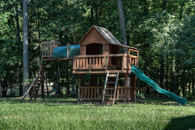 view of play area featuring a yard