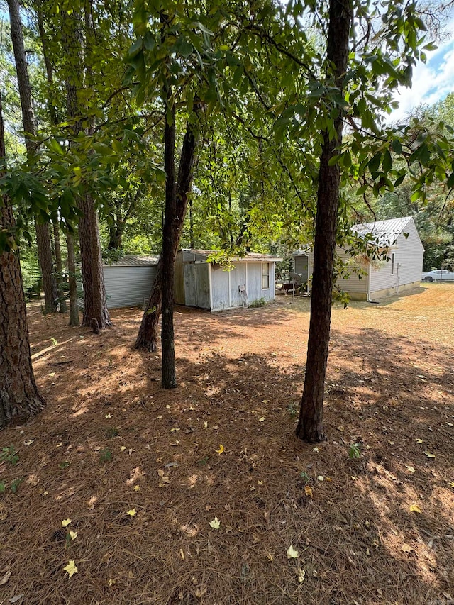 view of yard with an outbuilding