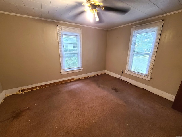 187 N Monroe St, Piggott, AR 72454 - unfurnished room featuring ornamental molding, carpet floors, and ceiling fan