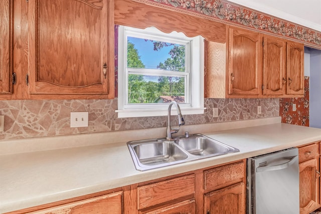 kitchen with sink and stainless steel dishwasher