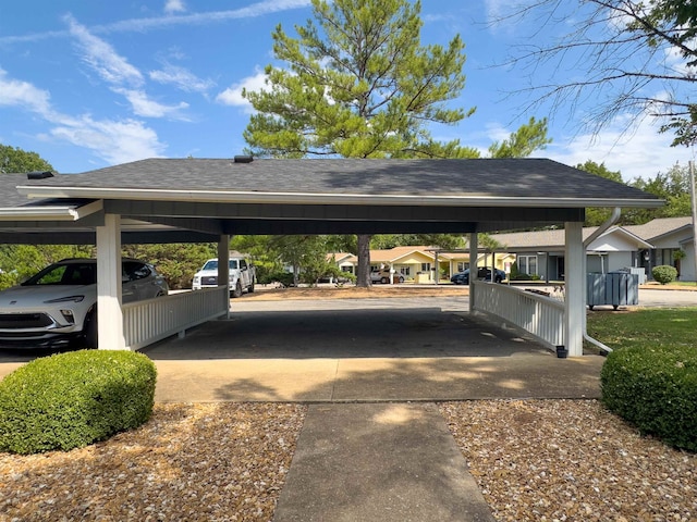 view of parking with a carport