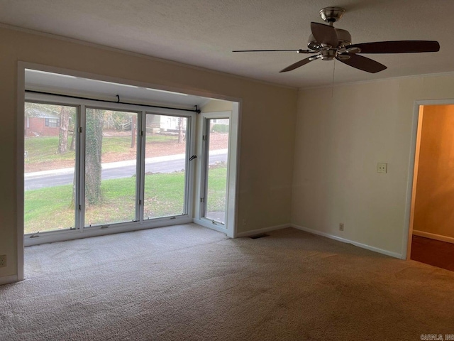 empty room featuring ceiling fan and carpet floors