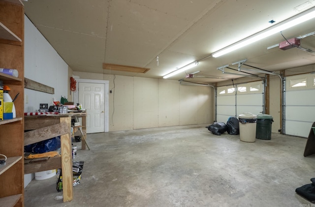 garage featuring a workshop area