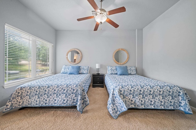 bedroom with carpet and ceiling fan