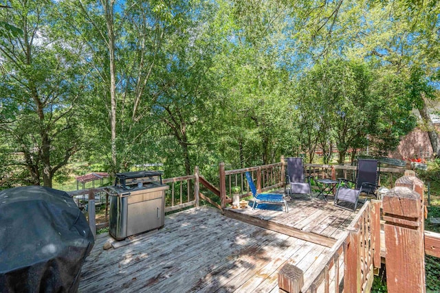 deck featuring area for grilling