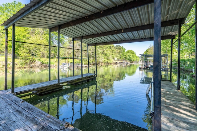 view of dock featuring a water view