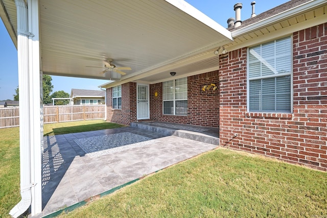 view of patio / terrace featuring ceiling fan