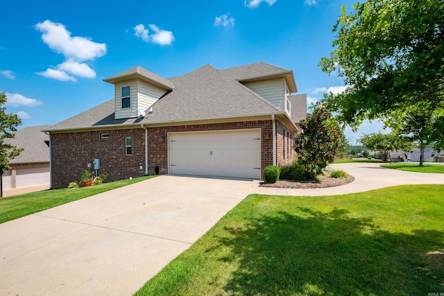 exterior space with a garage and a front yard