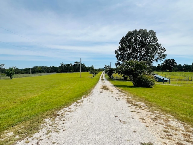 view of road featuring a rural view