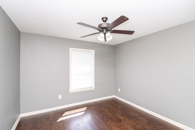 unfurnished room featuring ceiling fan and hardwood / wood-style flooring