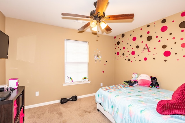 1107 Fox Chase Dr, Bryant, AR 72022 - carpeted bedroom featuring a ceiling fan, baseboards, and visible vents