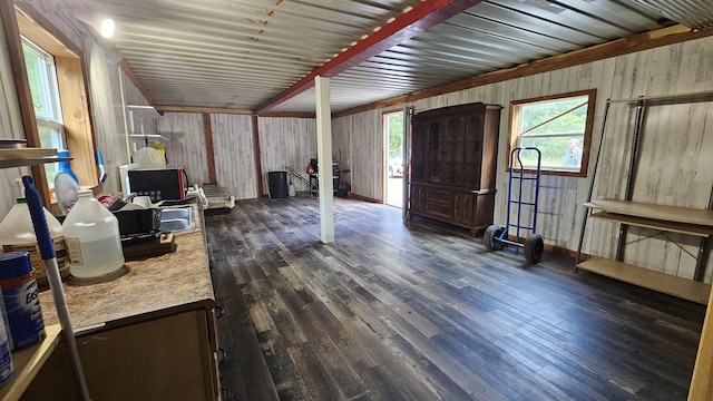 interior space featuring dark wood-style flooring